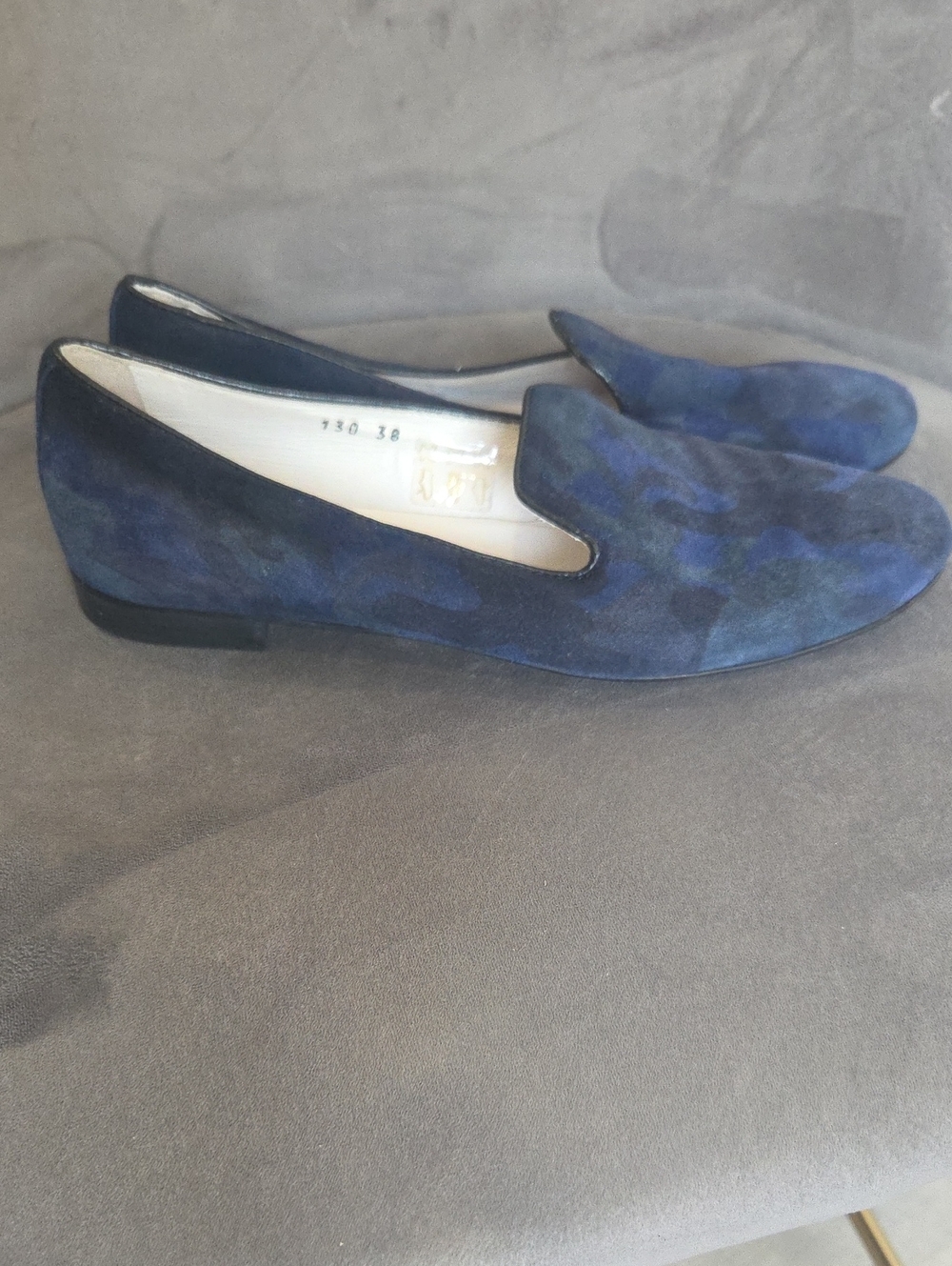 Gravity Pope Blue Camouflage Suede Slip-On Loafers